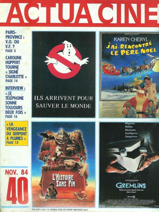 ACTUA CINE magazine side cover Issue 40 November 1984