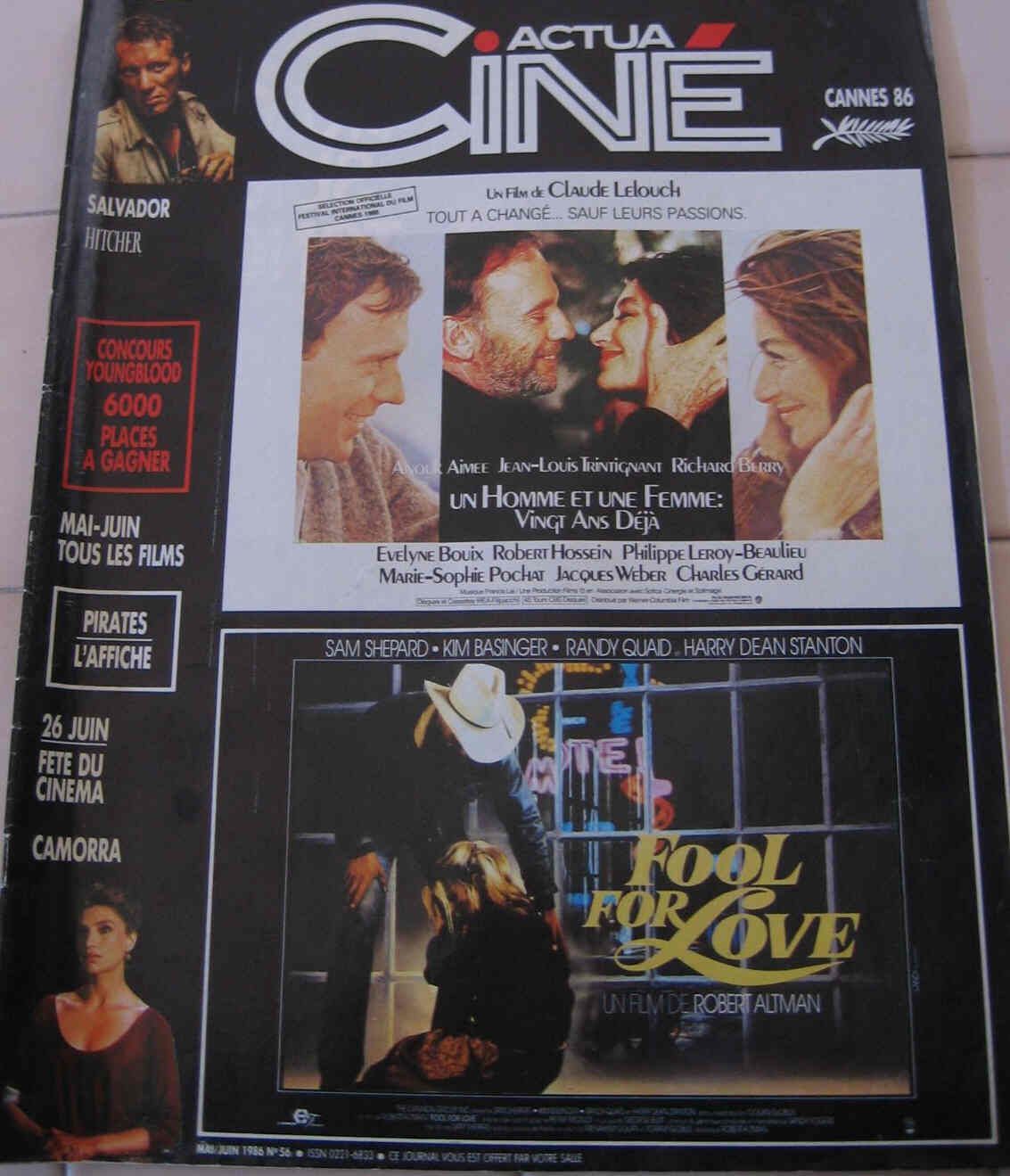 ACTUA CINE magazine side cover Issue 56 June 1986