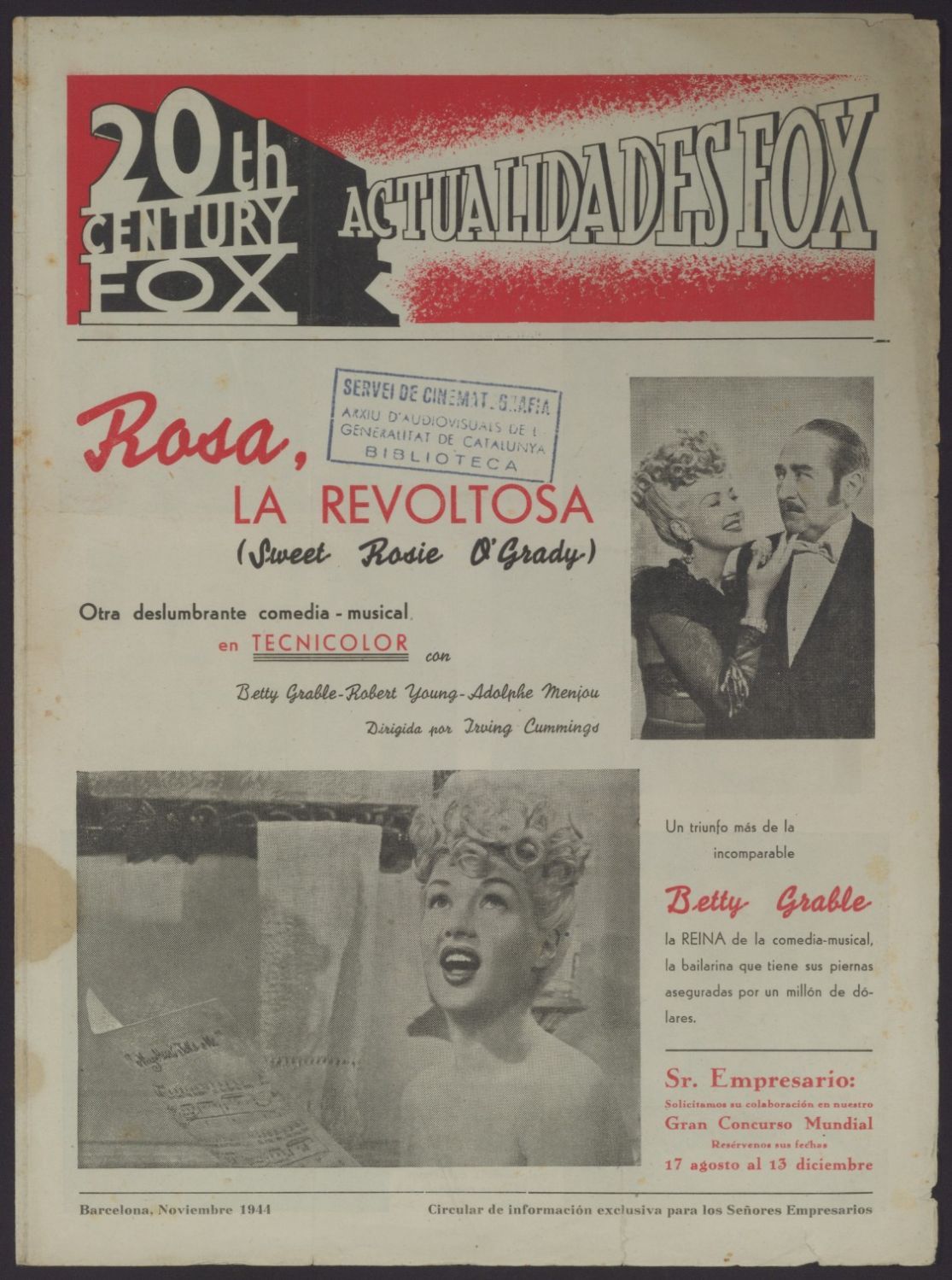 ACTUALIDADES FOX magazine side cover  November 1944