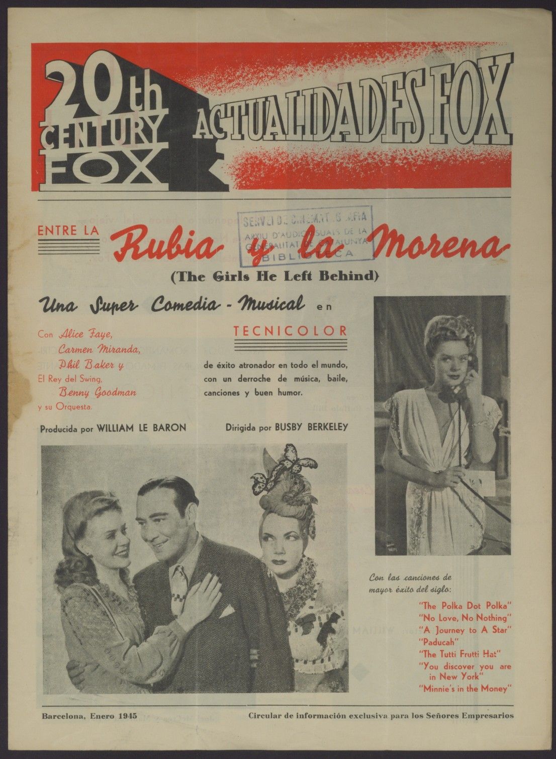 ACTUALIDADES FOX magazine side cover  January 1945