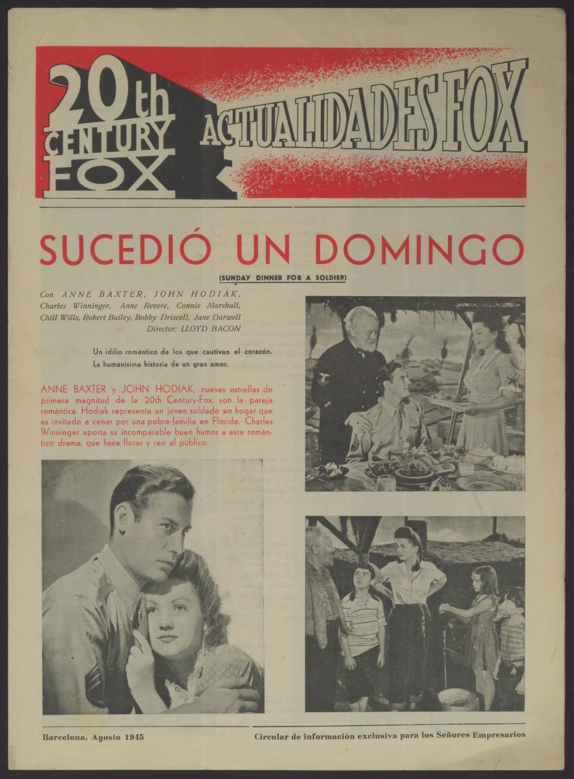ACTUALIDADES FOX magazine side cover  August 1945