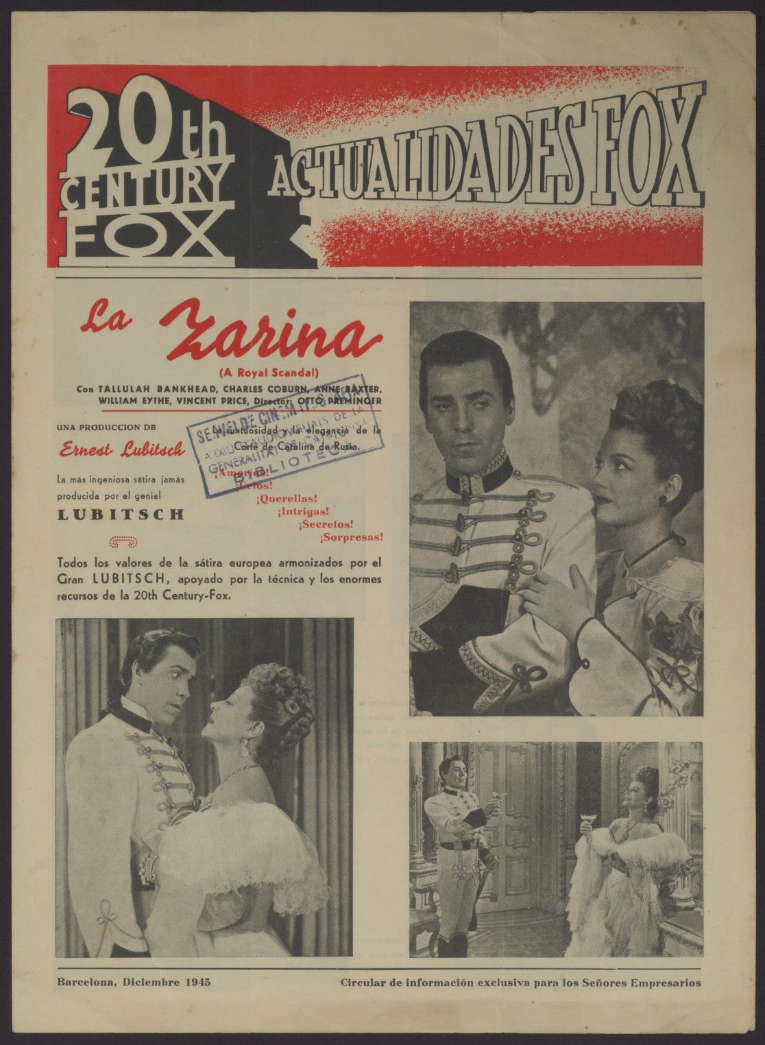 ACTUALIDADES FOX magazine side cover  December 1945