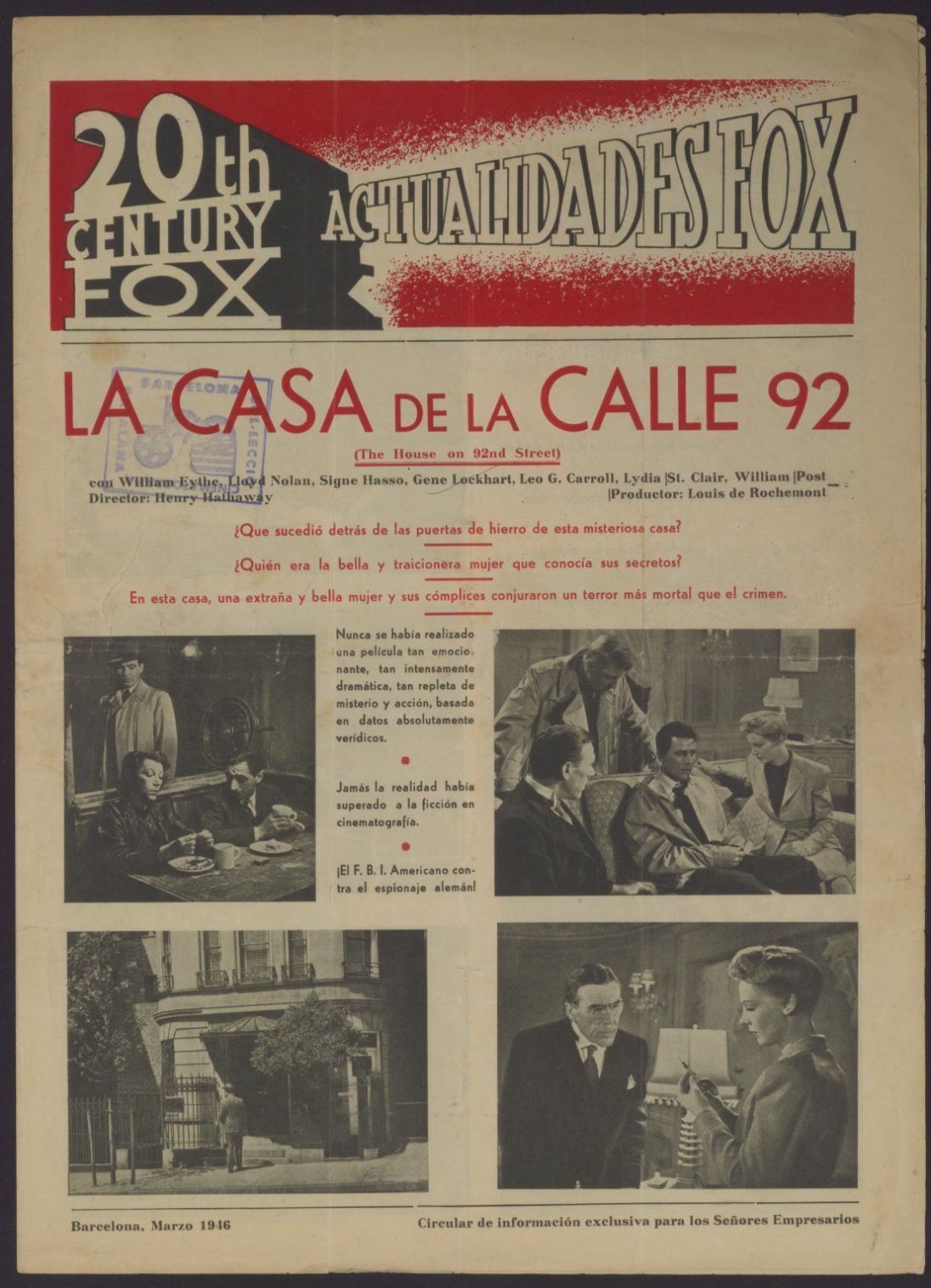 ACTUALIDADES FOX magazine side cover  March 1946