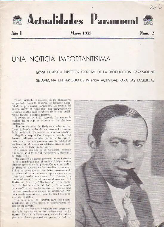 ACTUALIDADES PARAMOUNT magazine side cover Issue 2  March 1935