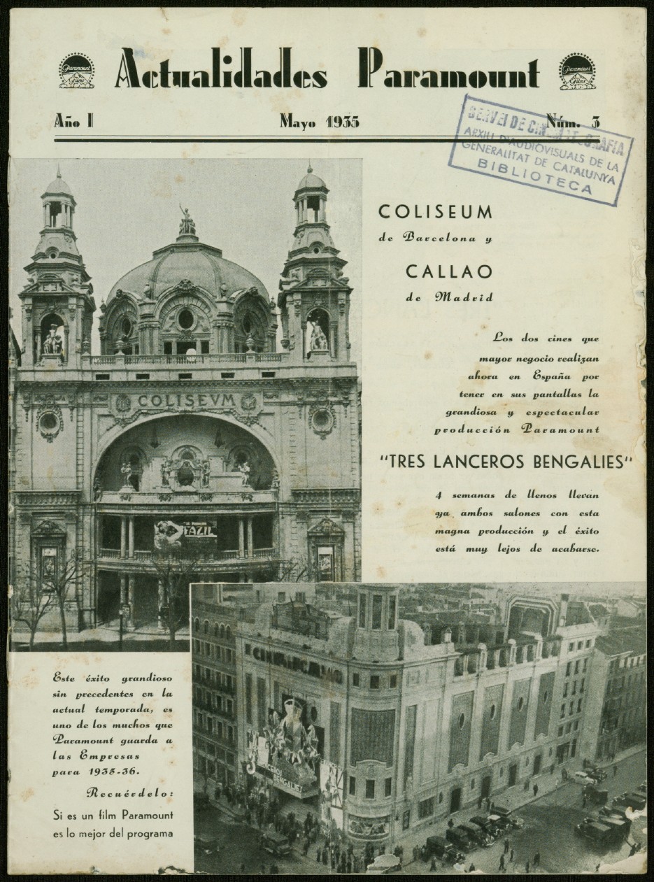 ACTUALIDADES PARAMOUNT magazine side cover Issue 3  May 1935