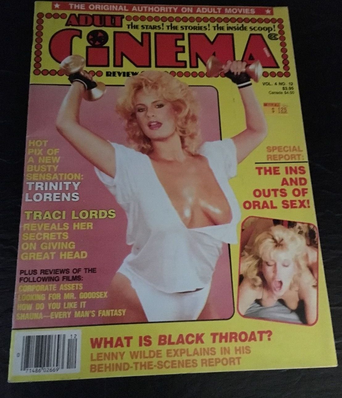 ADULT CINEMA REVIEW magazine side cover Issue 54  Vol 4 # 12 December 1985