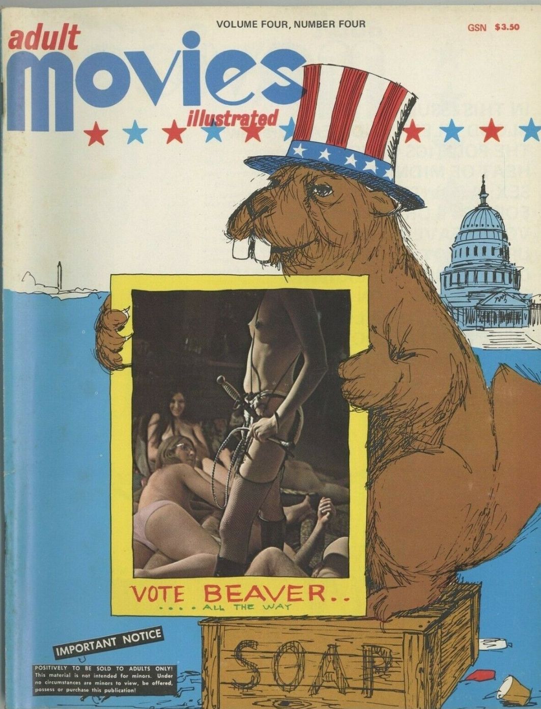 ADULT MOVIES ILLUSTRATED magazine side cover Issue 16  Vol 4 No  4   1970