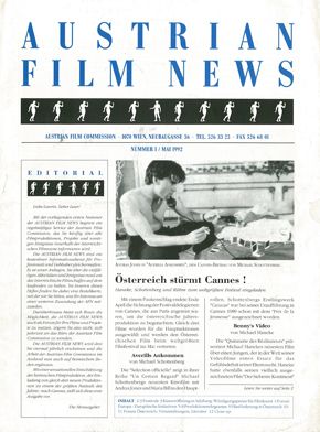 AUSTRIAN FILM NEWS magazine side cover Issue 1  1992