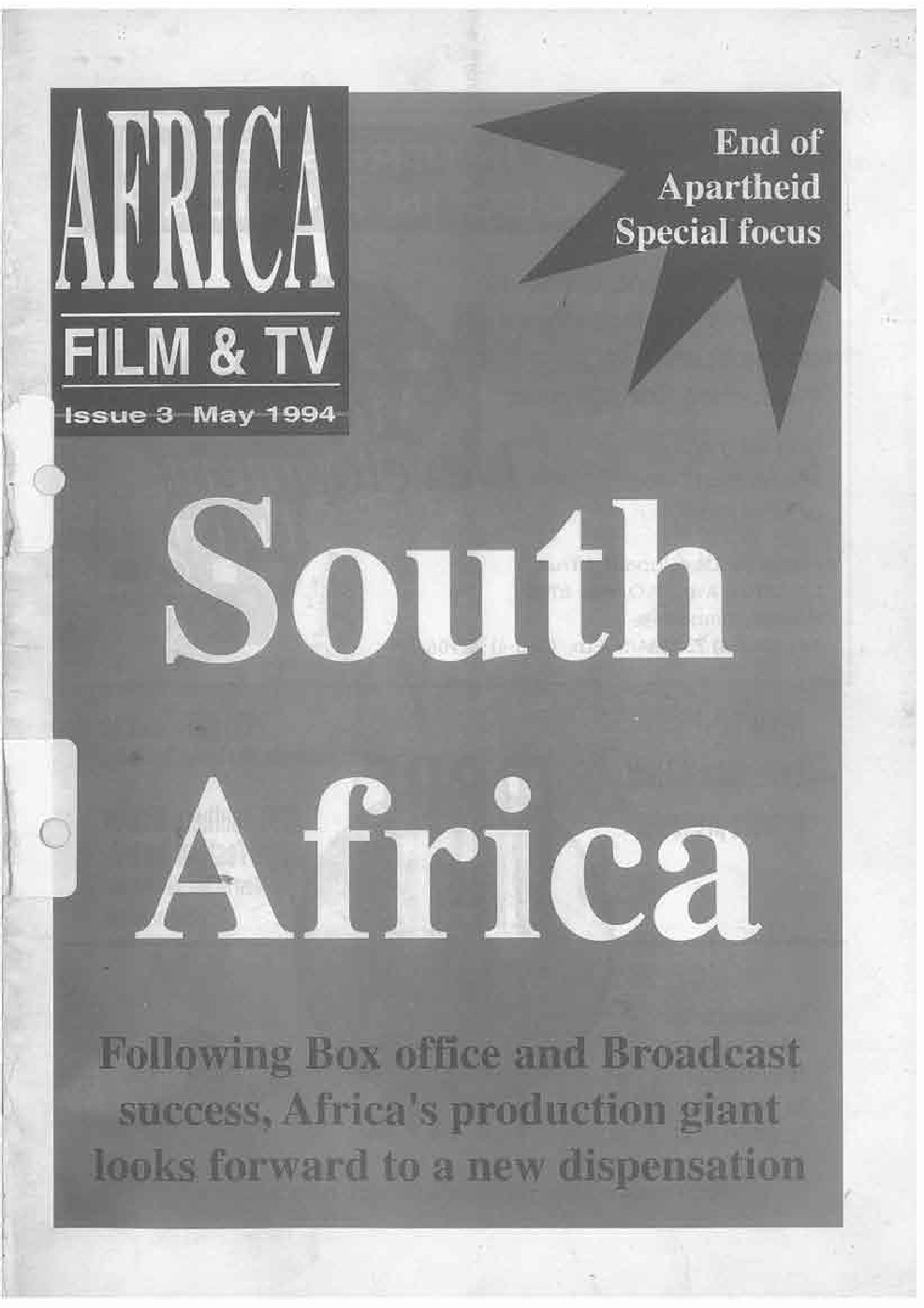 AFRICAN FILM AND TV magazine side cover Issue 3  May 1994