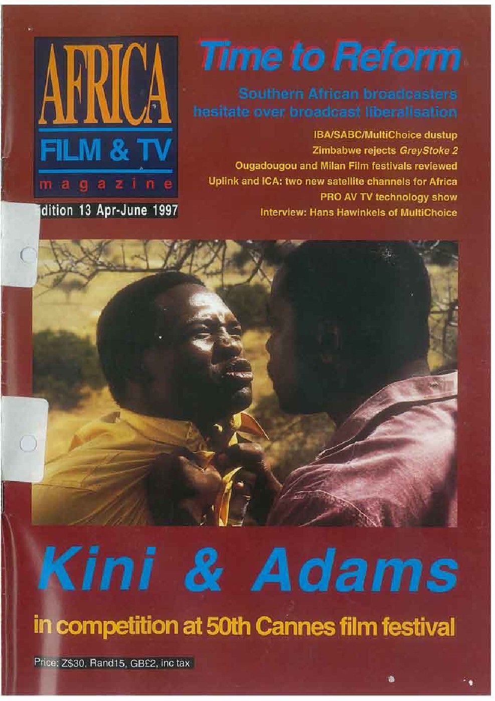 AFRICAN FILM AND TV magazine side cover Issue 13  April/June 1997