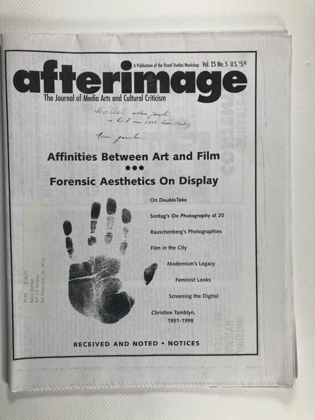 AFTERIMAGE magazine side cover  March/April 1998