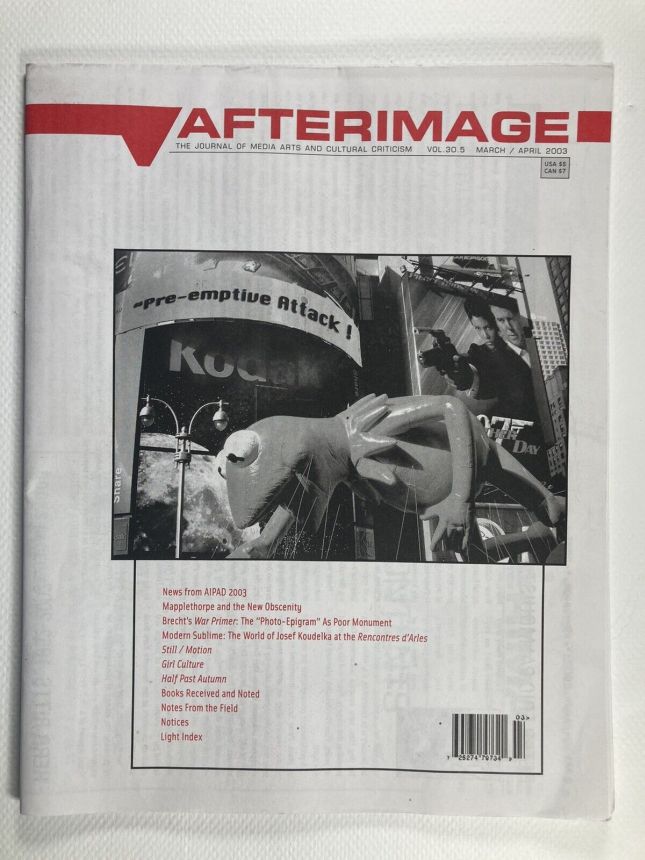 AFTERIMAGE magazine side cover  March/April 2003