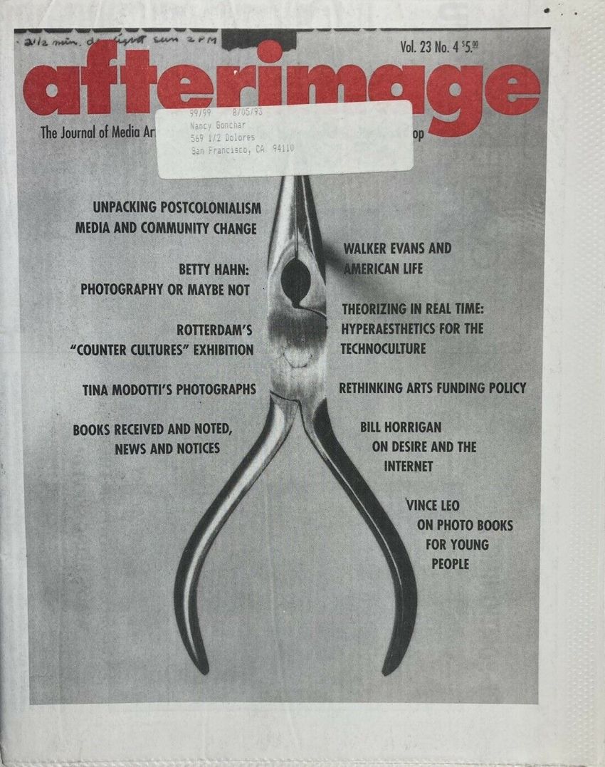 AFTERIMAGE magazine side cover  Vol 23 No  4  January/February 1996