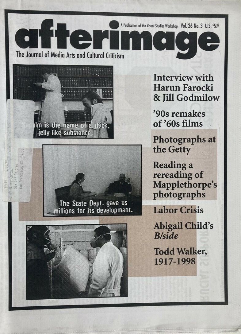 AFTERIMAGE magazine side cover  Vol 26 No  3  November/December 1998