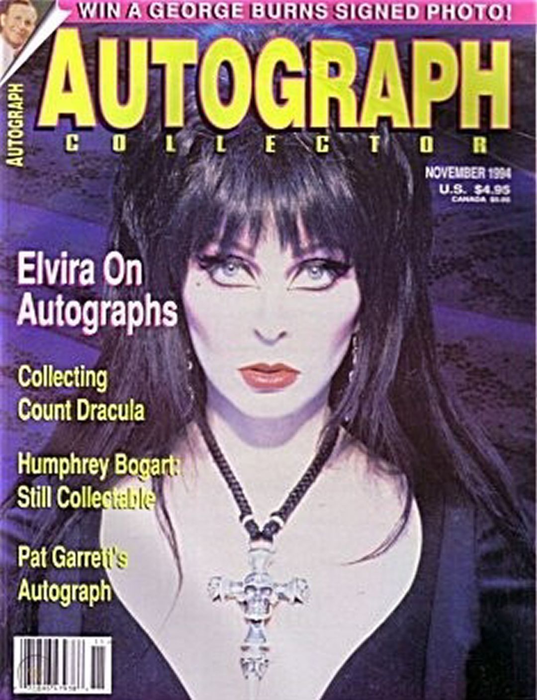 AUTOGRAPH COLLECTOR magazine side cover  Vol 3 No  11  November 1994