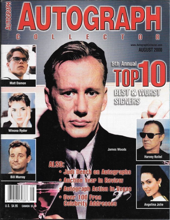AUTOGRAPH COLLECTOR magazine side cover  Vol 10 No 8  August 2000