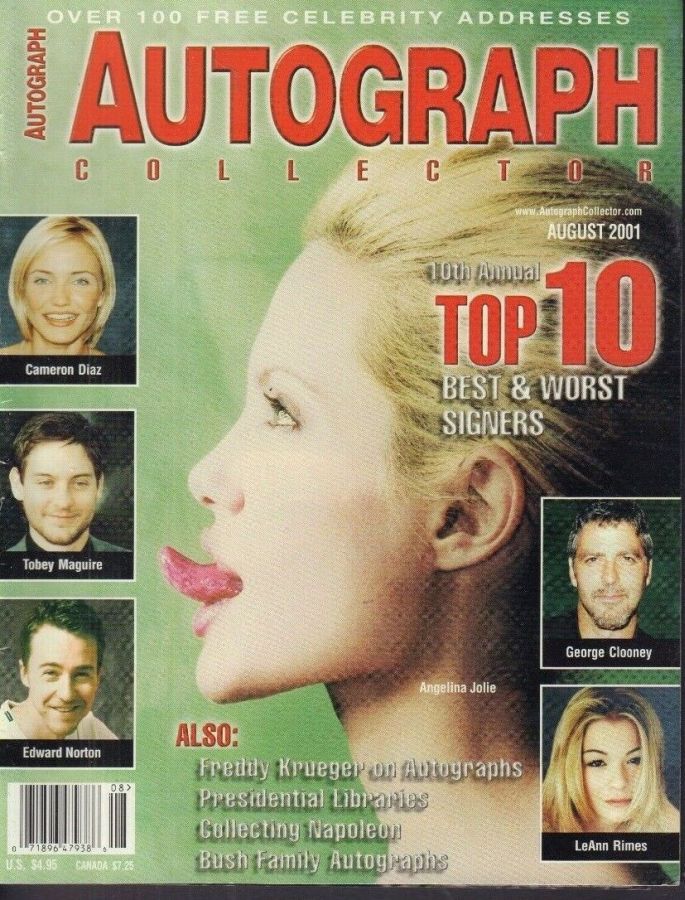 AUTOGRAPH COLLECTOR magazine side cover  August 2001