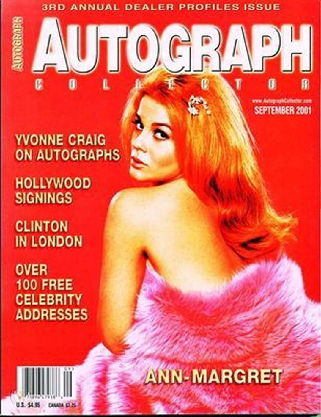AUTOGRAPH COLLECTOR magazine side cover  September 2001