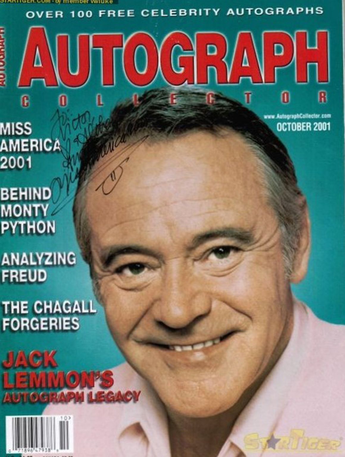 AUTOGRAPH COLLECTOR magazine side cover  October 2001