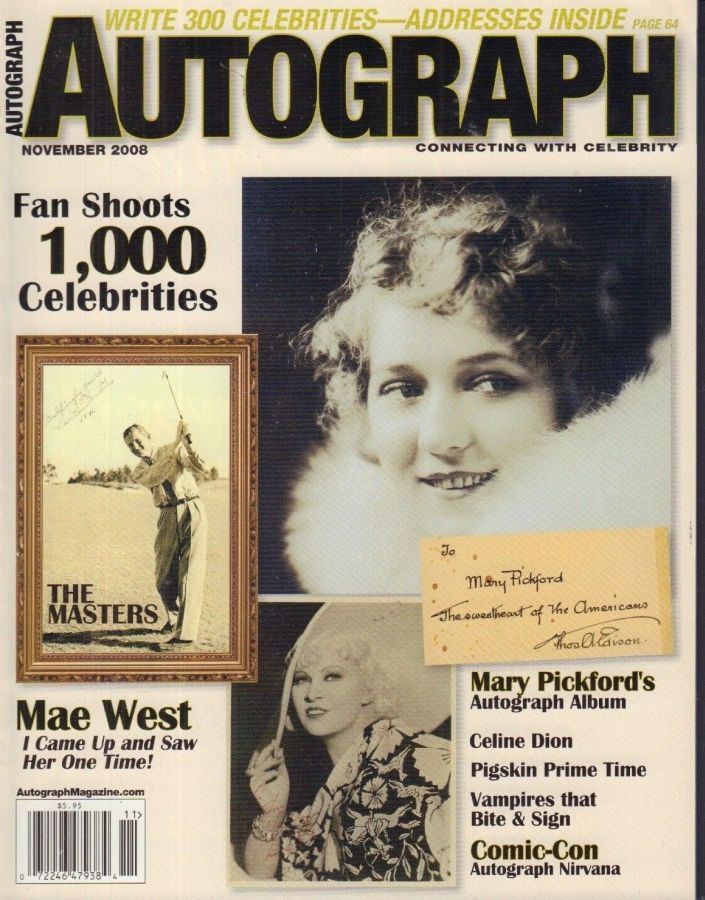 AUTOGRAPH COLLECTOR magazine side cover  November 2008