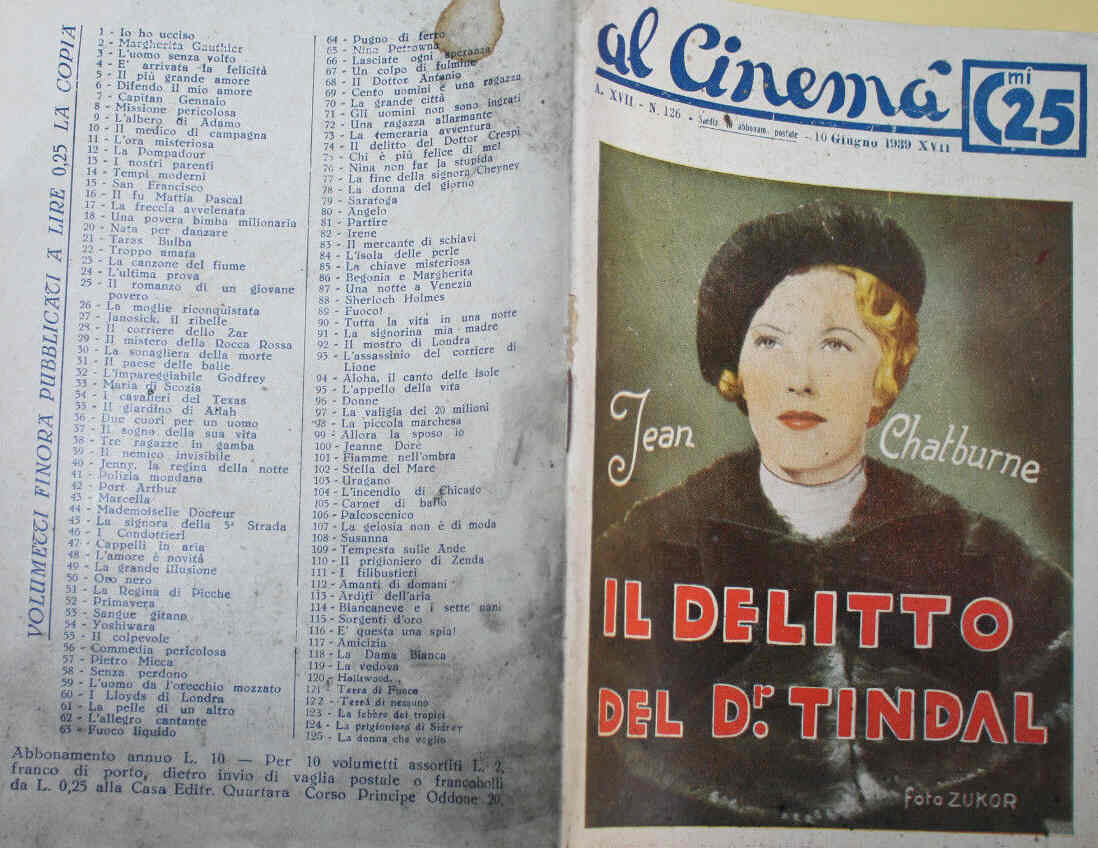 AL CINEMA magazine side cover Issue 126 10 June 1939