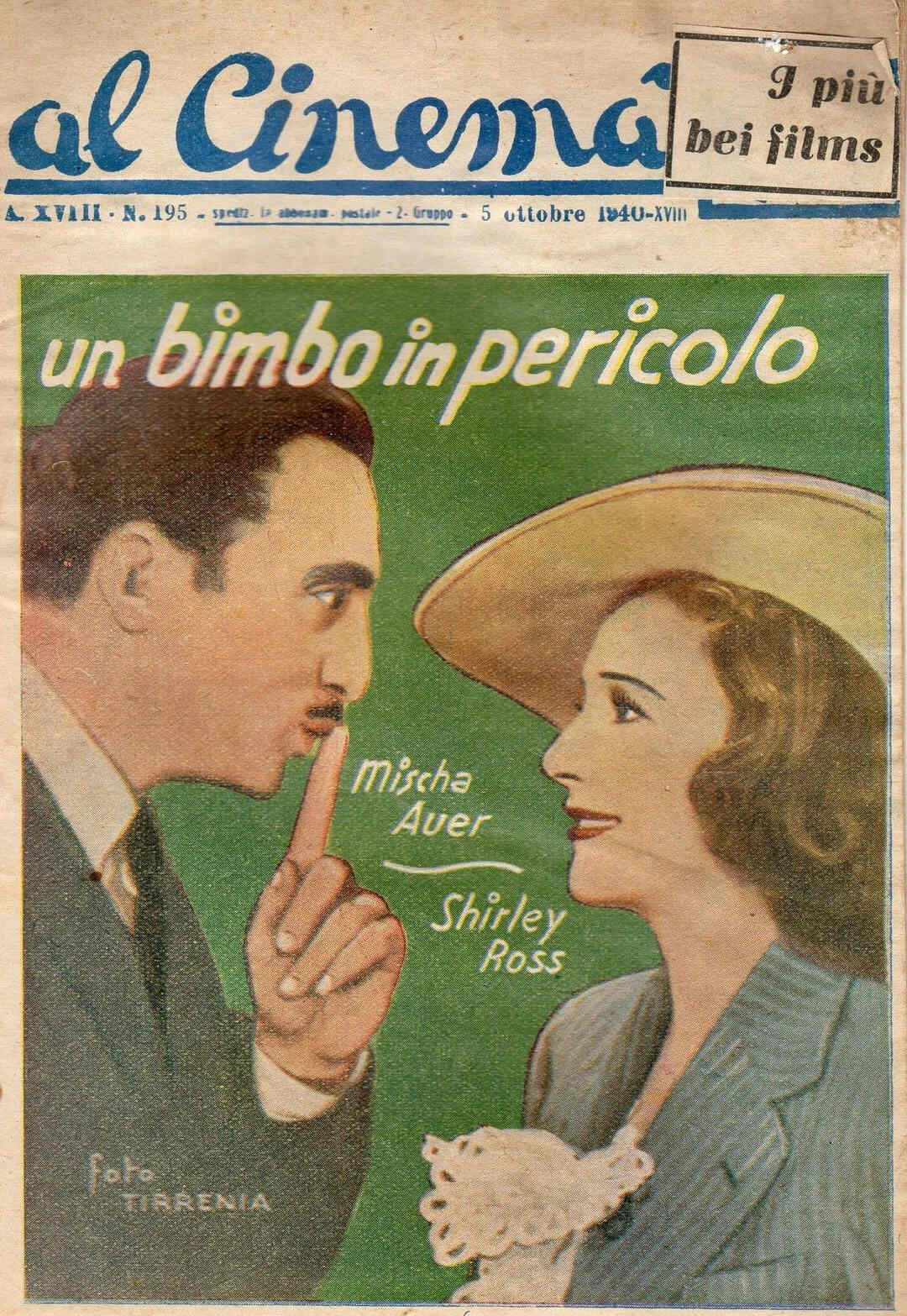 AL CINEMA magazine side cover Issue 195 5 October 1940