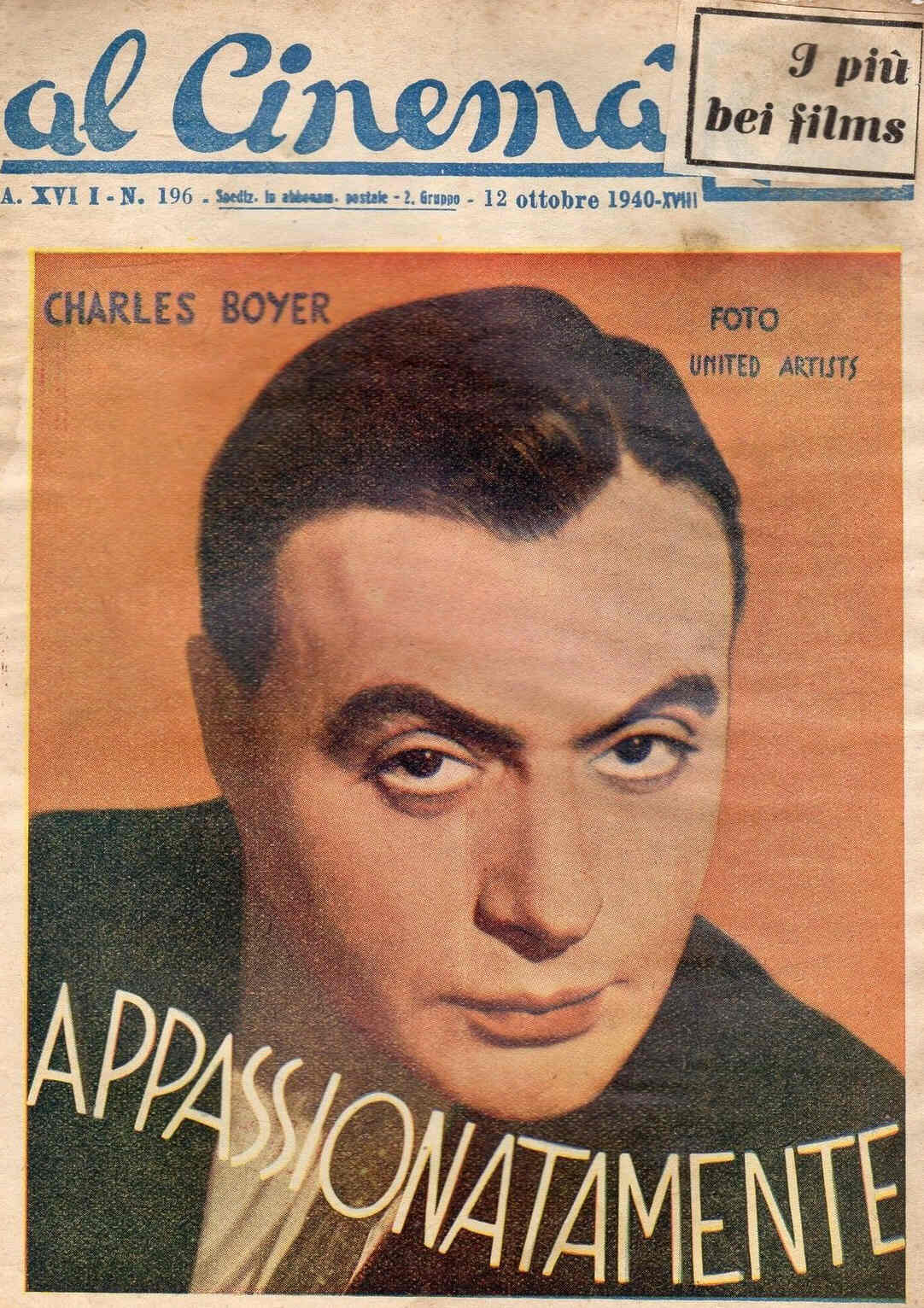 AL CINEMA magazine side cover Issue 196 12 October 1940