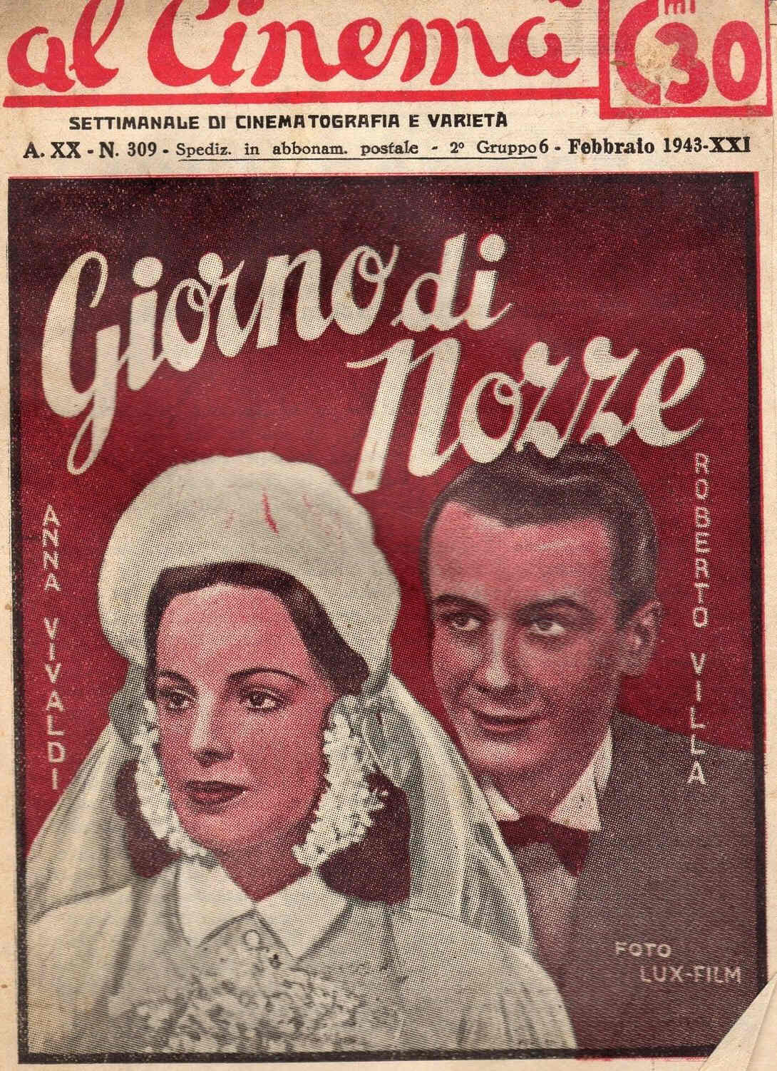 AL CINEMA magazine side cover Issue 309 6 February 1943