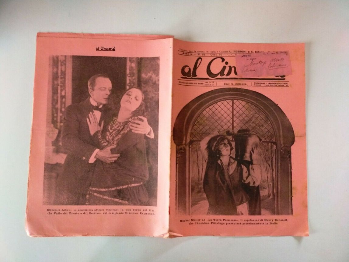 AL CINEMA magazine side cover Issue 52   1925