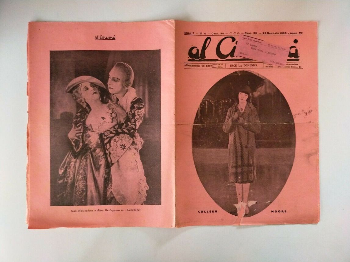 AL CINEMA magazine side cover Issue 4 22 January 1928