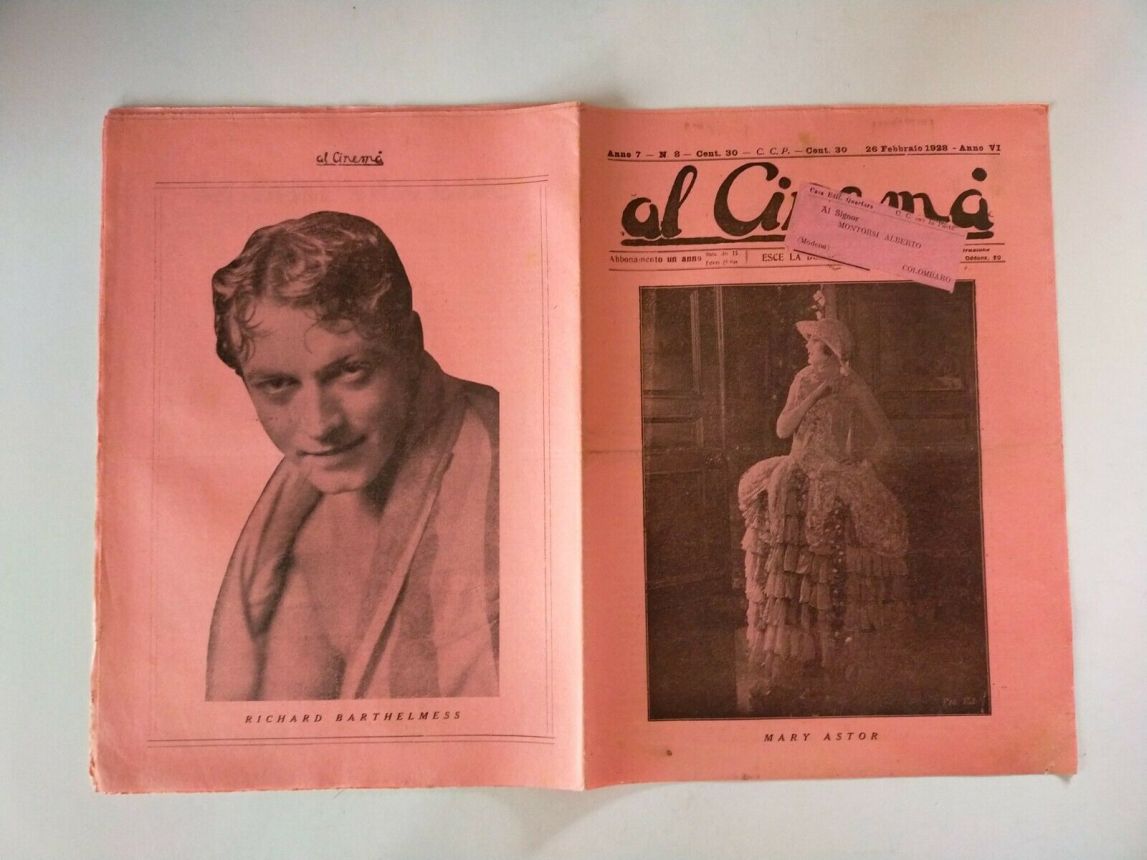 AL CINEMA magazine side cover Issue 8 26 February 1928