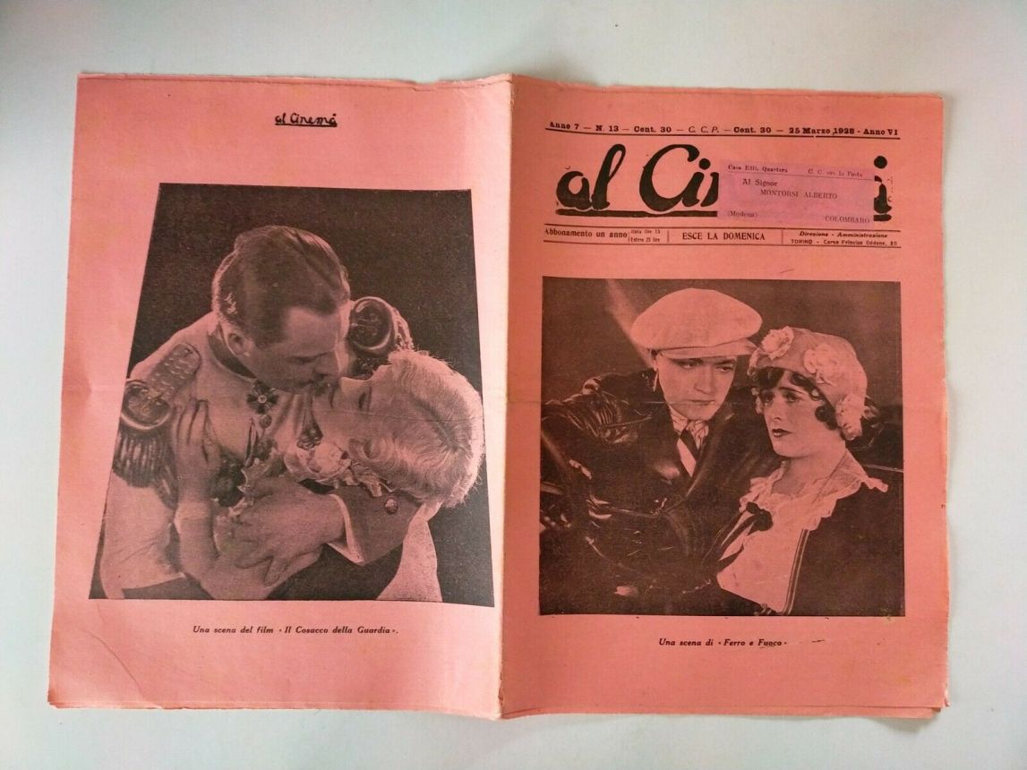 AL CINEMA magazine side cover Issue 13 25 March 1928