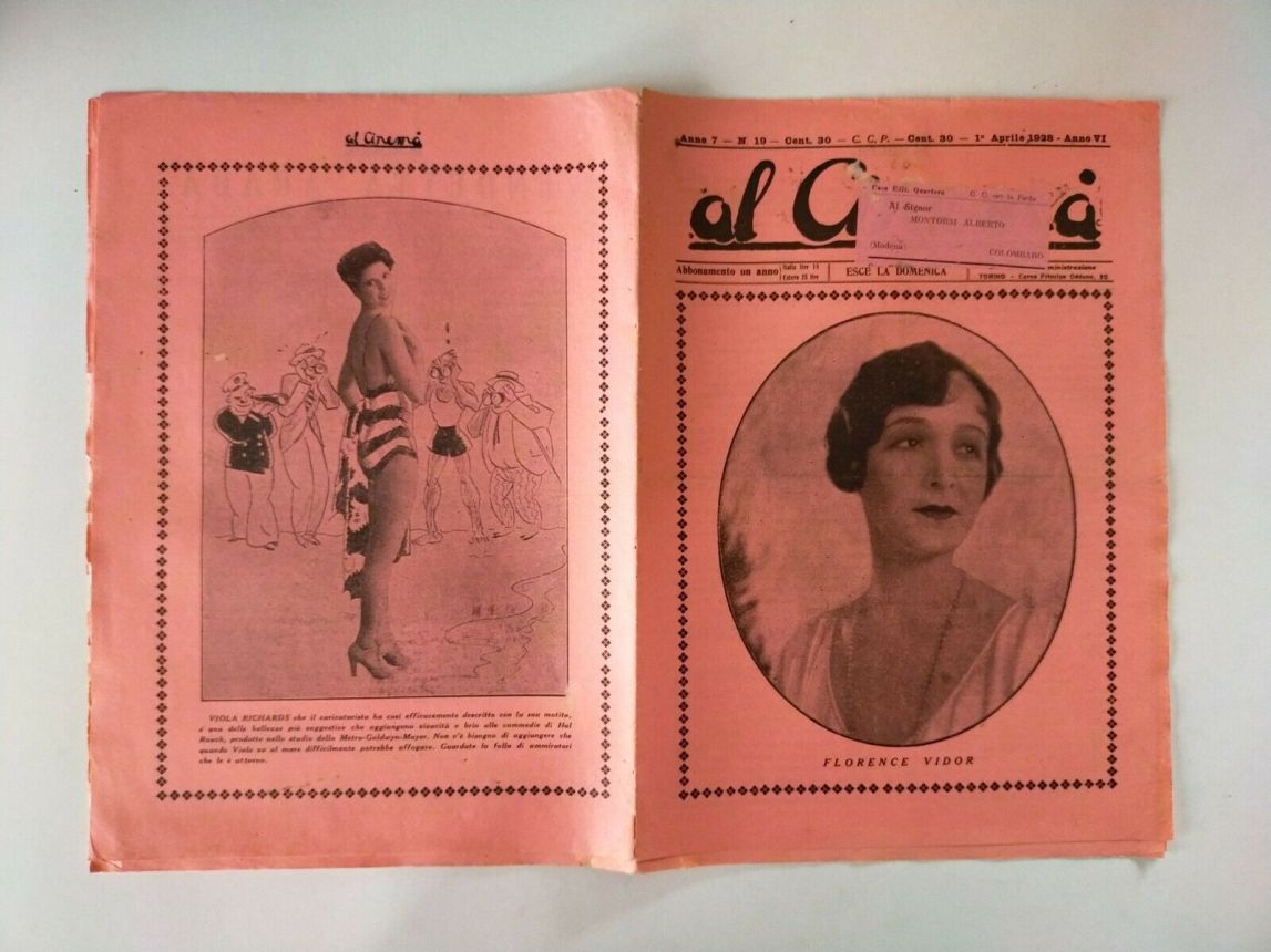AL CINEMA magazine side cover Issue 14 1 April 1928