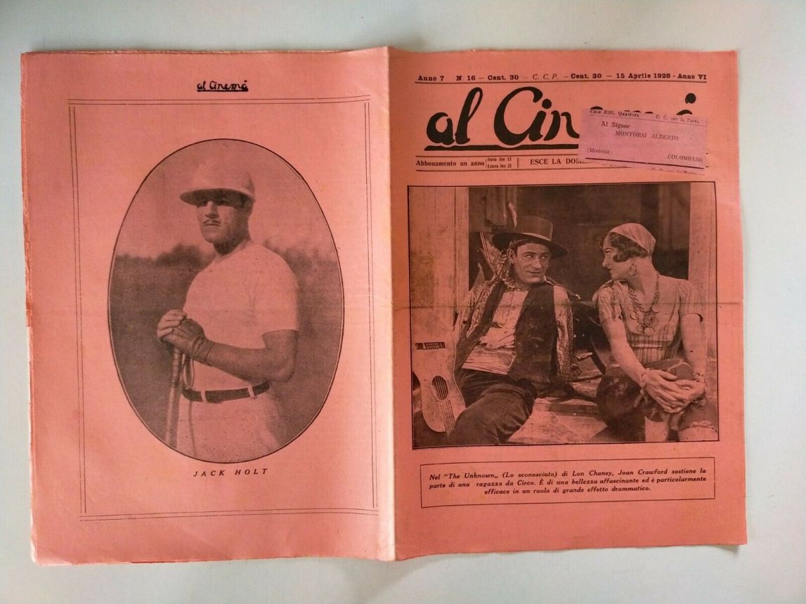 AL CINEMA magazine side cover Issue 16 15 April 1928