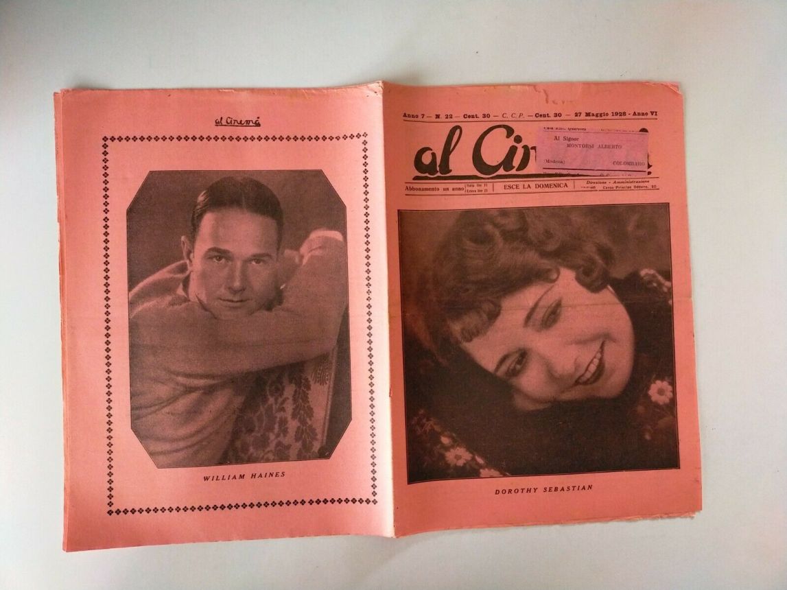 AL CINEMA magazine side cover Issue 22 27 May 1928
