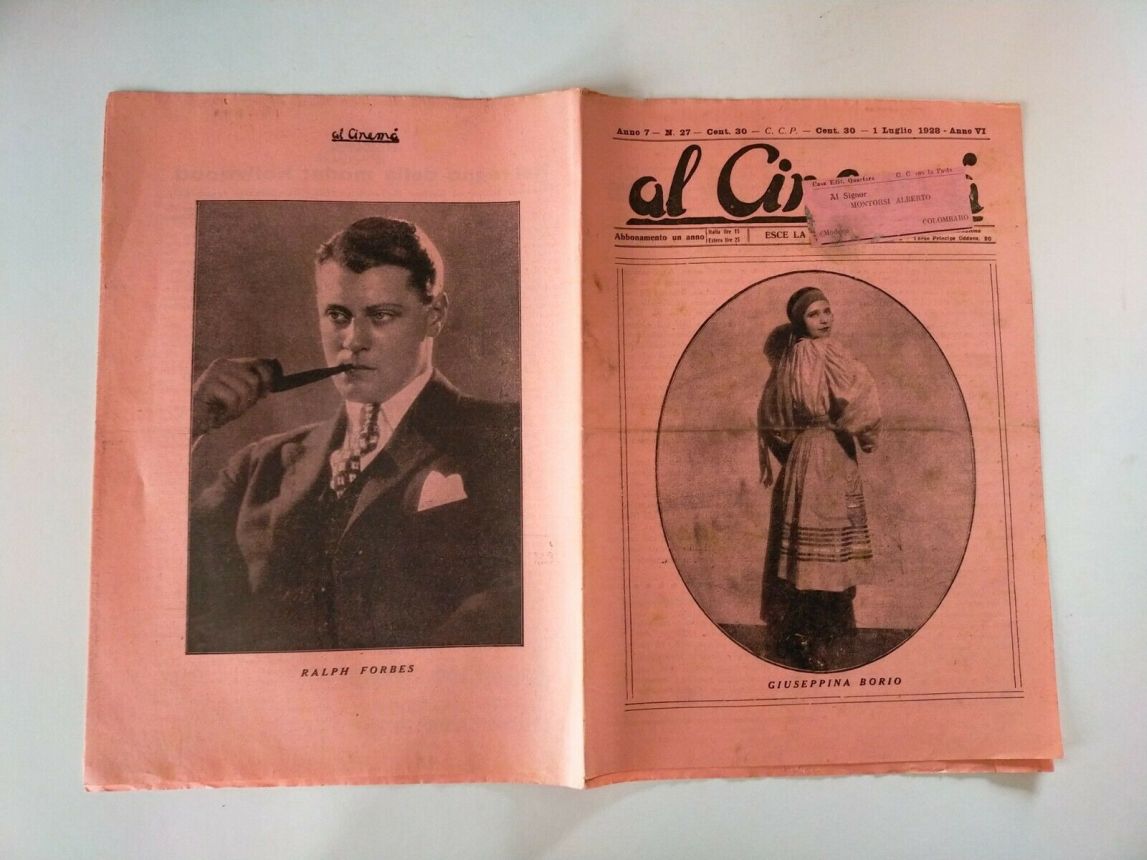 AL CINEMA magazine side cover Issue 27 1 July 1928