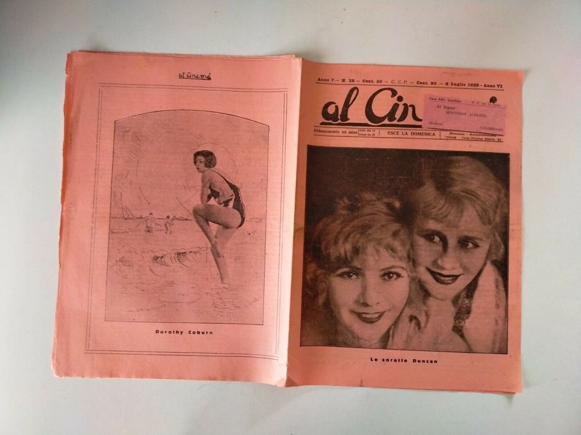 AL CINEMA magazine side cover Issue 28 8 July 1928