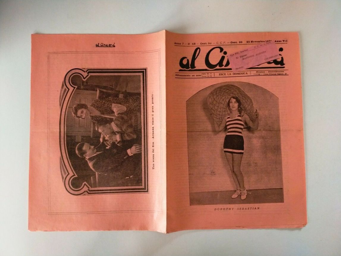 AL CINEMA magazine side cover Issue 48 25 November 1928