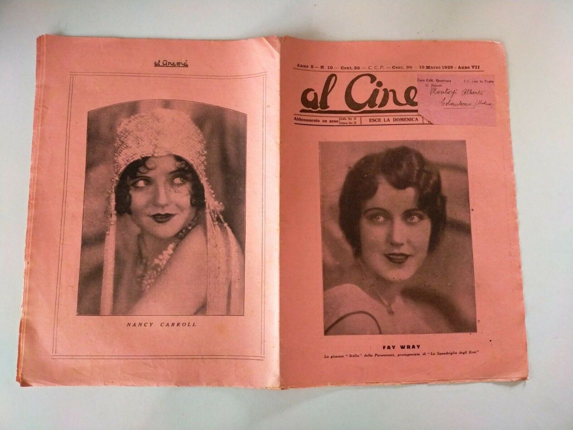 AL CINEMA magazine side cover Issue 10 10 March 1929