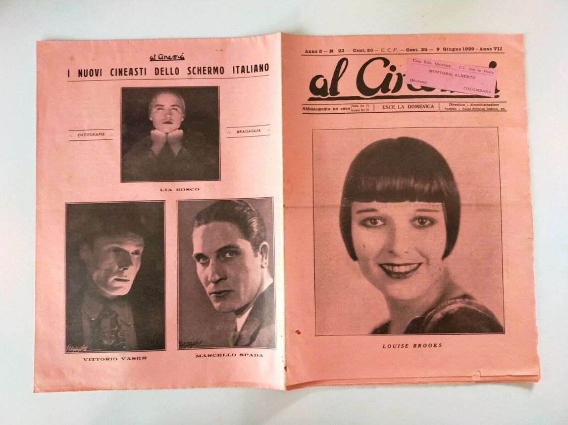 AL CINEMA magazine side cover Issue 23 9 June 1929