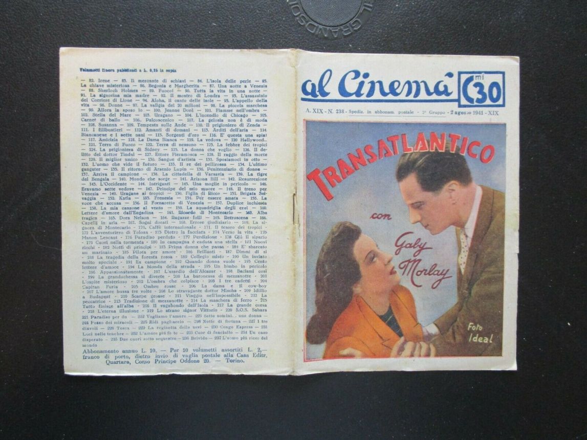 AL CINEMA magazine side cover Issue 238 2 August 1941