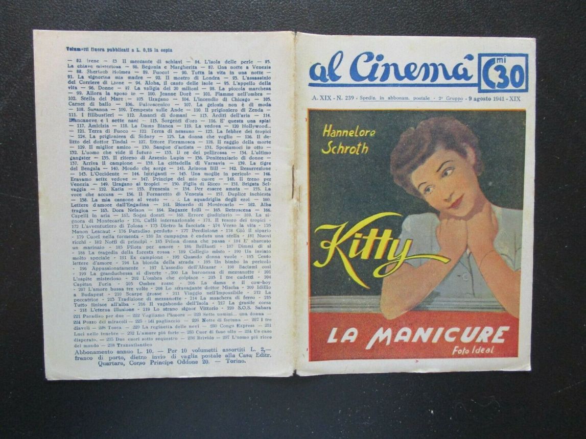 AL CINEMA magazine side cover Issue 239 9 August 1941
