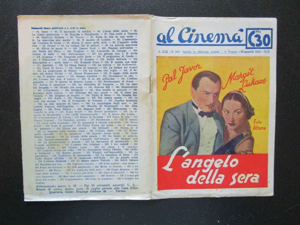 AL CINEMA magazine side cover Issue 241 23 August 1941