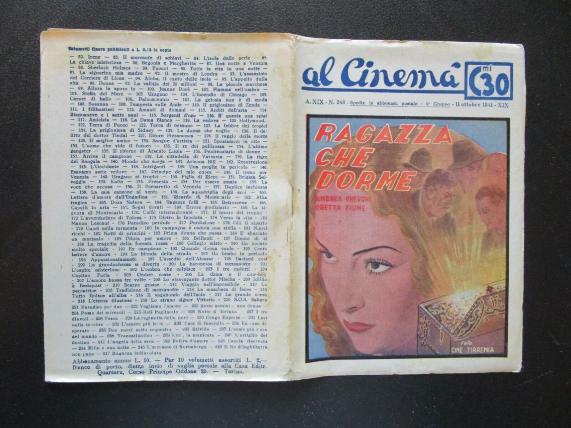 AL CINEMA magazine side cover Issue 248 11 October 1941