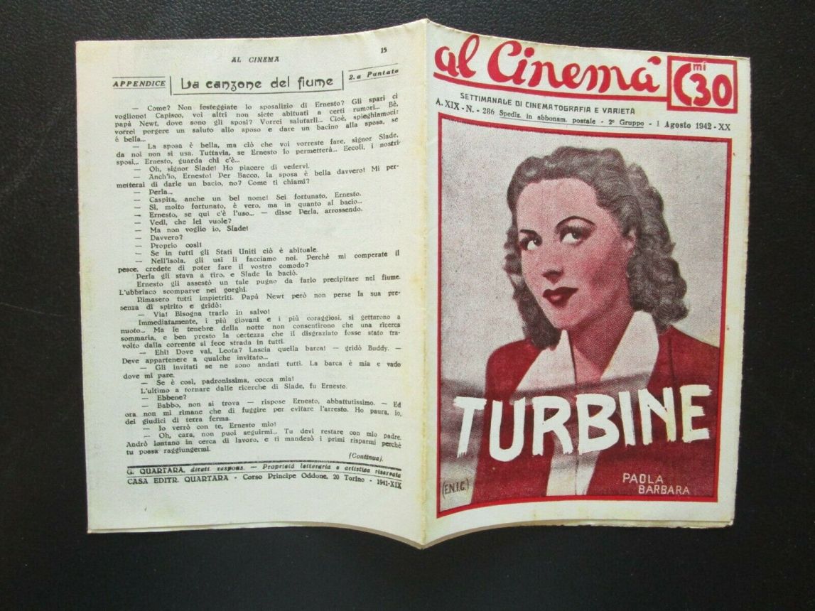 AL CINEMA magazine side cover Issue 286 1 August 1942