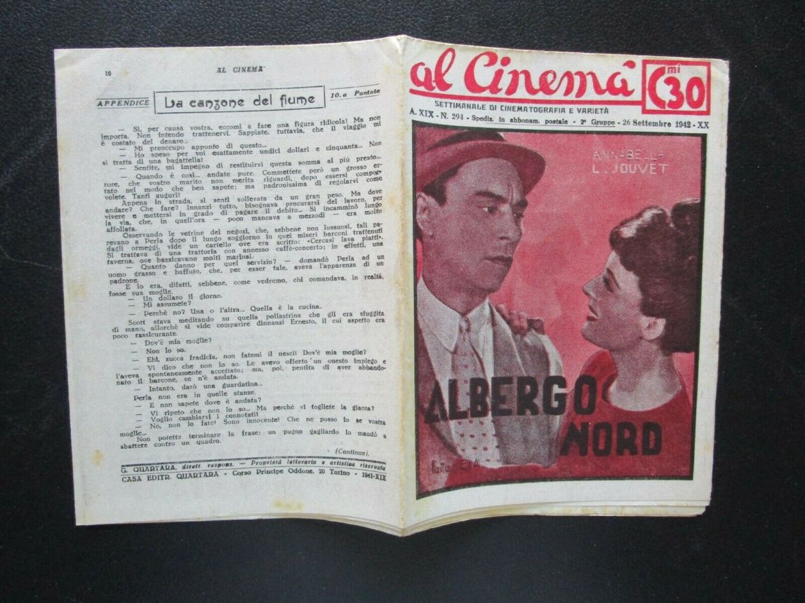 AL CINEMA magazine side cover Issue 294 26 September 1942