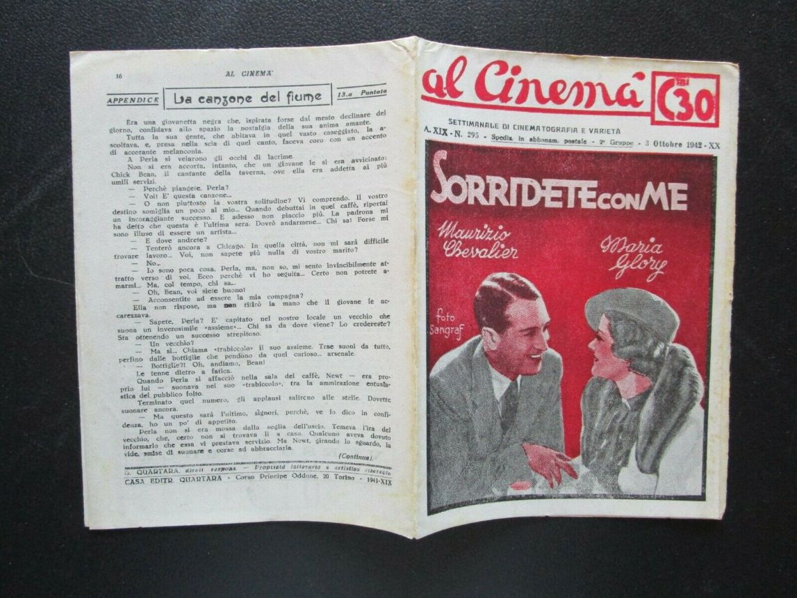 AL CINEMA magazine side cover Issue 295 3 October 1942