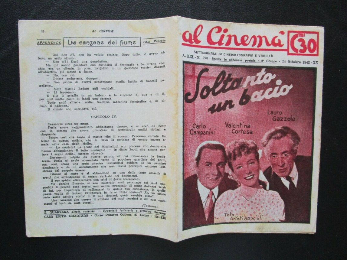 AL CINEMA magazine side cover Issue 298 24 October 1942