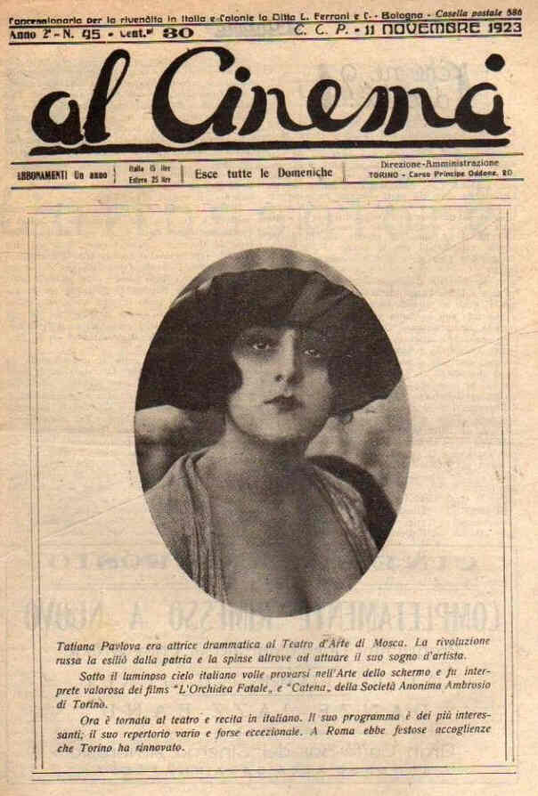 AL CINEMA magazine side cover Issue 45 11 November 1923