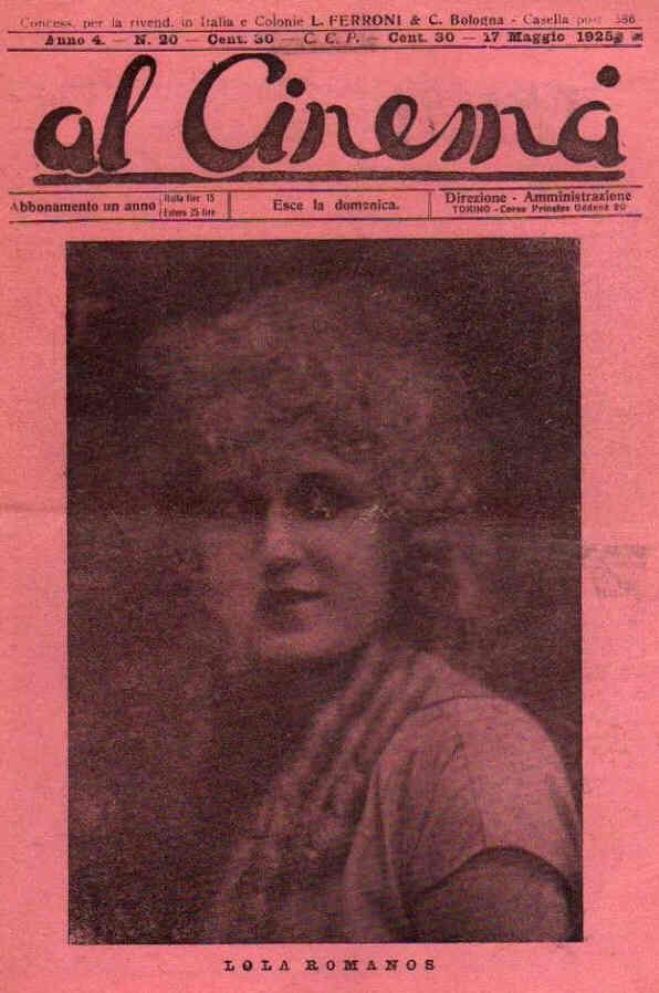 AL CINEMA magazine side cover Issue 20 17 May 1925